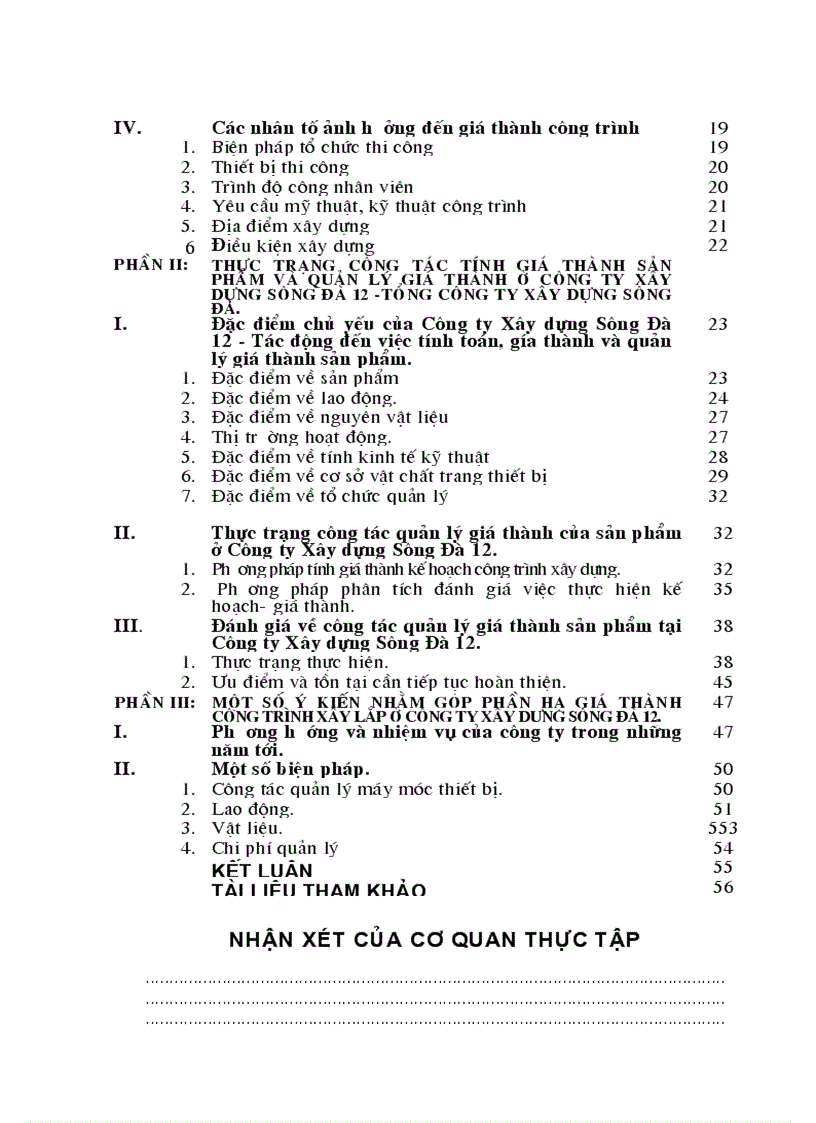 image for page Thực trạng công tác quản lý và tính giá thành ở Công ty Xây dựng Sông Đà 12