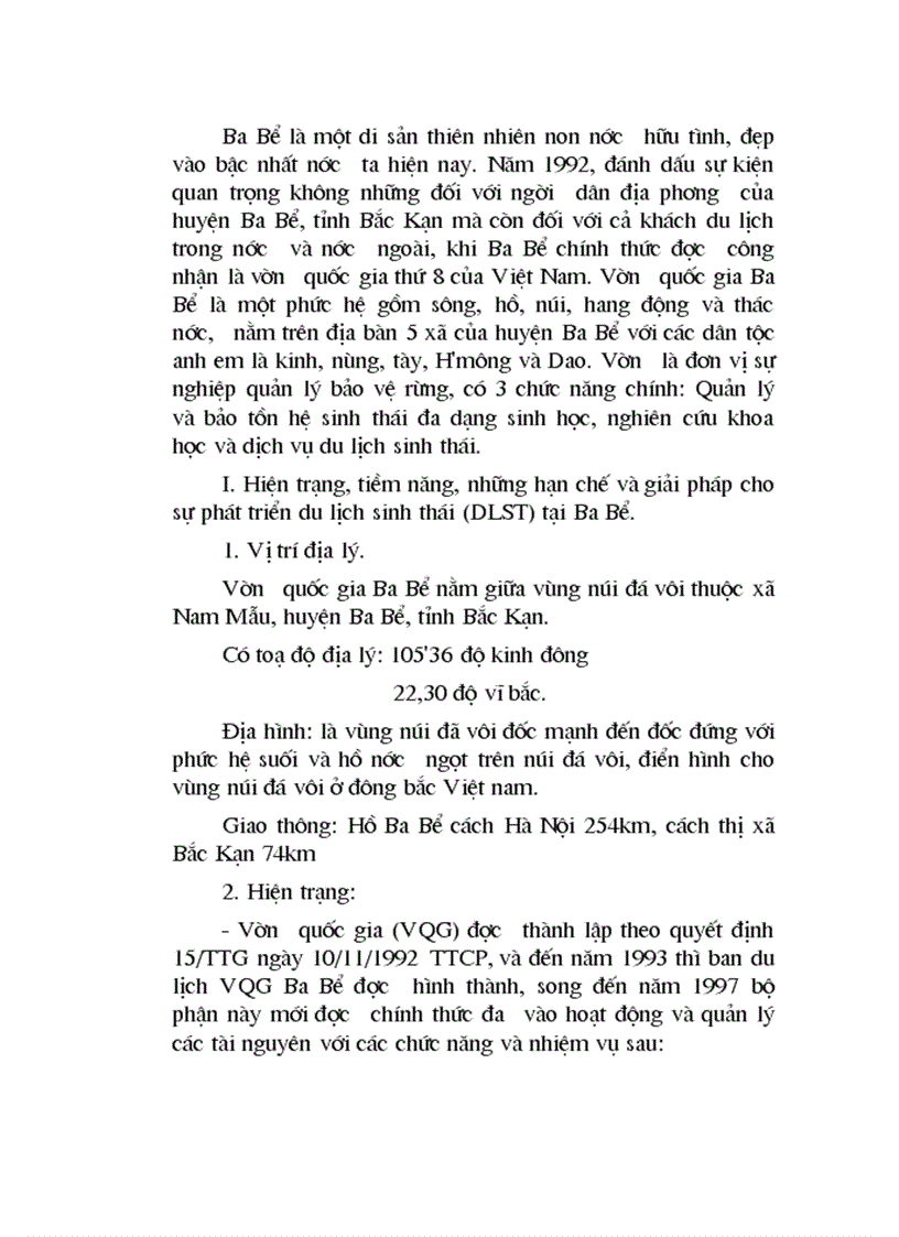 image for page Giới thiệu sơ lược vườn quốc gia Ba Bể