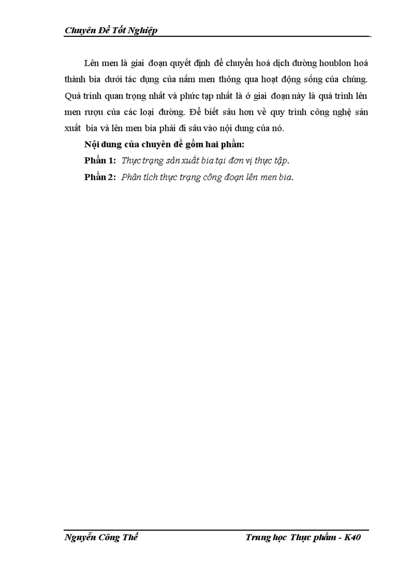 image for page Phân tích thực trạng sản xuất đối với công đoạn lên men trong công nghệ sẩn xuất bia