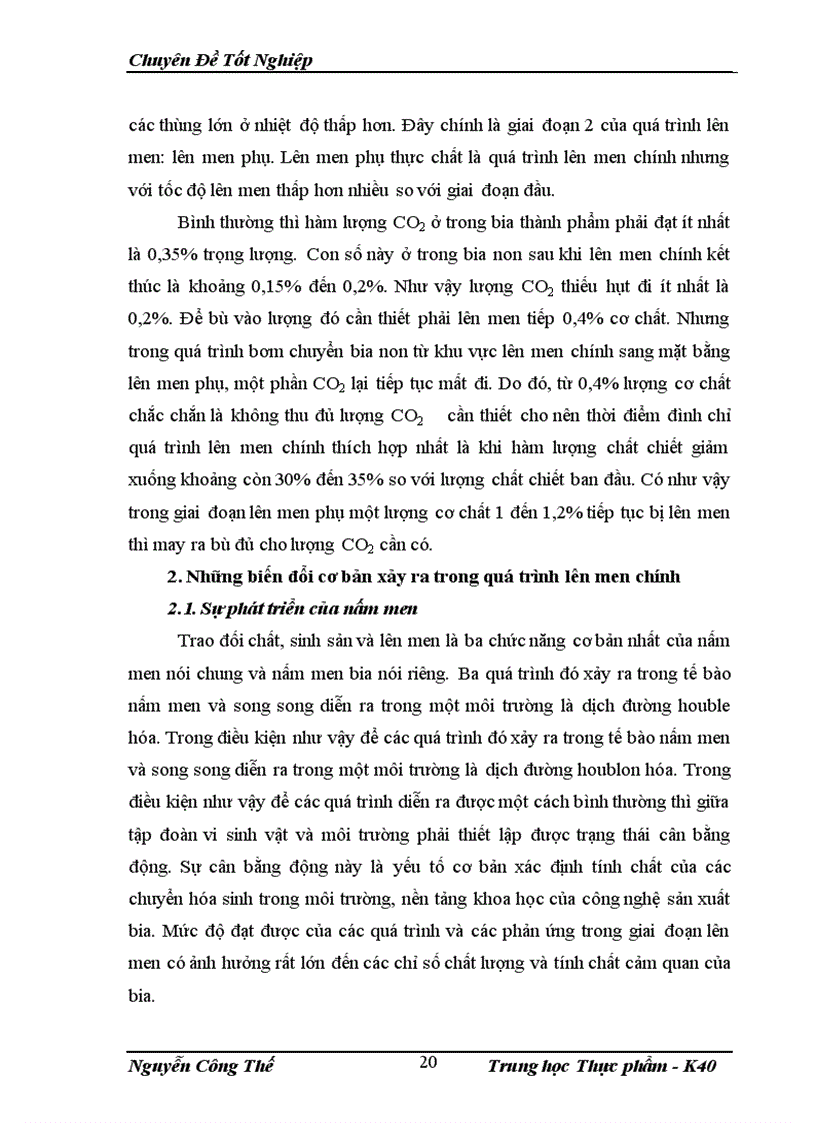 image for page Phân tích thực trạng sản xuất đối với công đoạn lên men trong công nghệ sẩn xuất bia