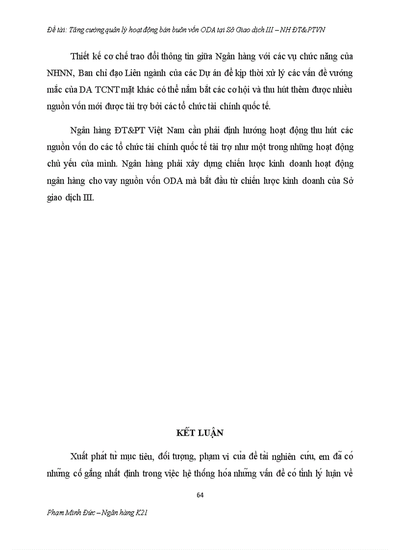 image for page Tăng cường quản lý hoạt động bán buôn vốn ODA tại Sở giao dịch III Ngân hàng Đầu tư và Phát triển Việt Nam