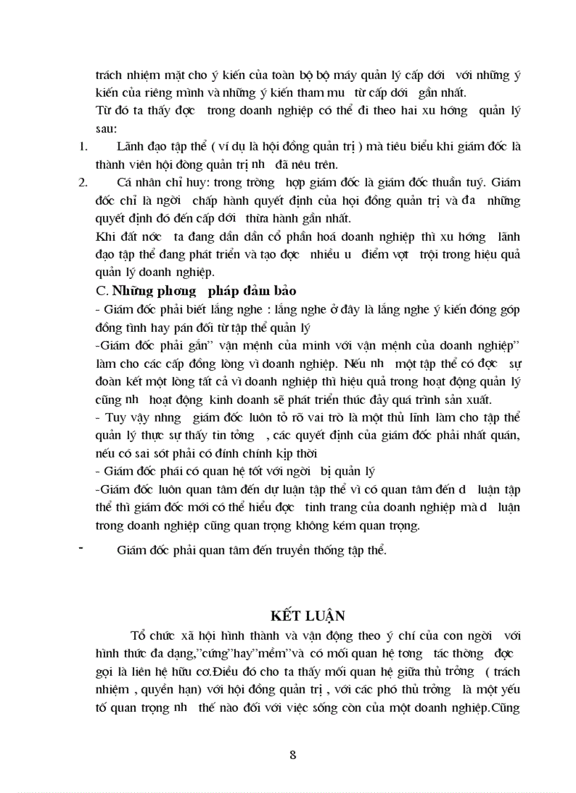 image for page Mối quan hệ giữa chế độ thủ trưởng với chế độ tập thể quản lý và nhưng phương pháp đảm bảo tốt mối quan hệ trong hoạt động của doanh nghiệp