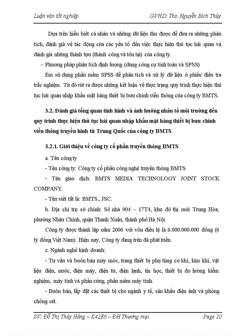 image for page Hoàn thiện quy trình thực hiện thủ tục hải quan nhập khẩu mặt hàng thiết bị bưu chính viễn thông truyền hình từ Trung Quốc của công ty cổ phần truyền thông BMTS