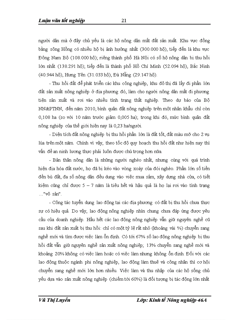 image for page Giải quyết việc làm và tăng thu nhập cho những người nông dân bị thu hồi đất ở tỉnh Bắc Ninh trong quá trình công nghiệp hóa và đô thị hóa