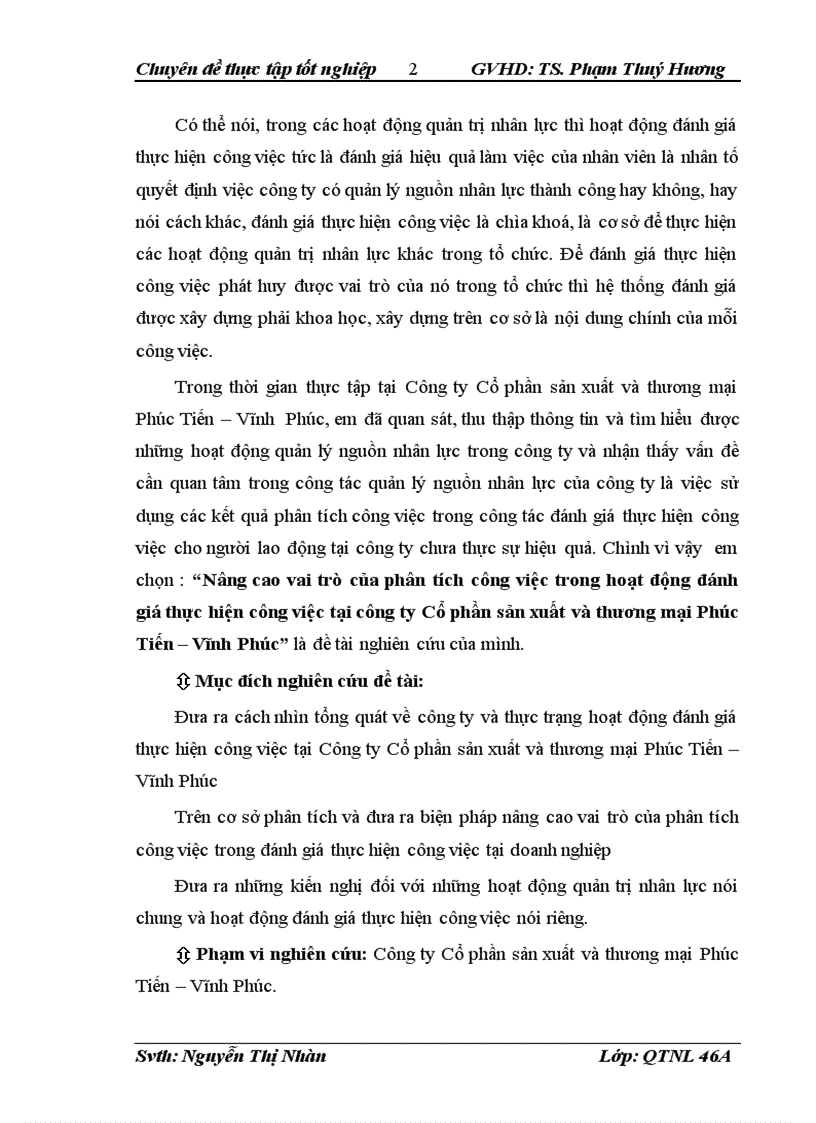 image for page Nâng cao vai trò của phân tích công việc trong hoạt động đánh giá thực hiện công việc tại công ty Cổ phần sản xuất và thương mại Phúc Tiến Vĩnh Phúc