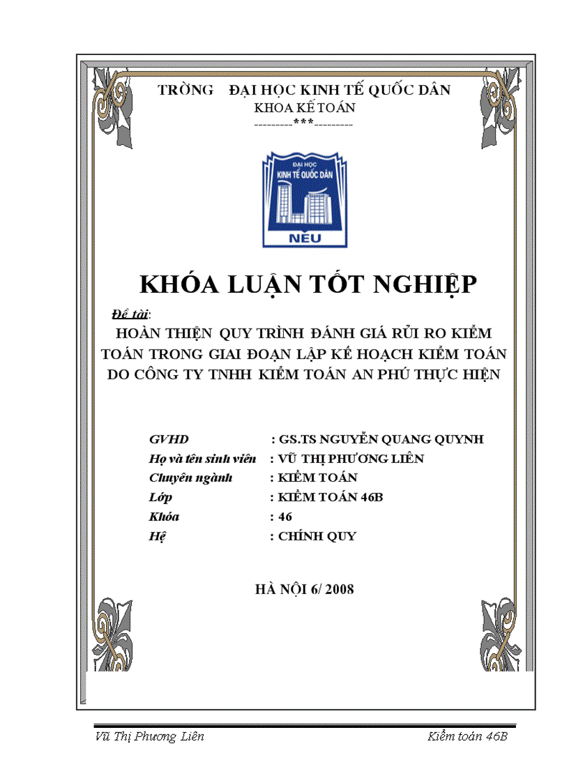 image for page Hoàn thiện quy trình đánh giá rủi ro trong giai đoạn lập kế hoạch kiểm toán do Công ty TNHH kiểm toán An Phú thực hiện 1