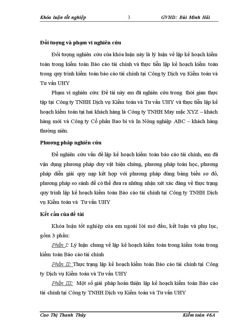 image for page Hoàn thiện lập kế hoạch kiểm toán trong kiểm toán Báo cáo tài chính tại Công ty TNHH Dịch vụ Kiểm toán và Tư vấn UHY