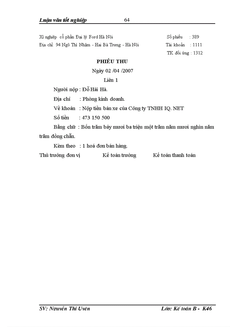 image for page Hoàn thiện tổ chức hạch toán doanh thu chi phí và xác định kết quả hoạt động kinh doanh tại Xí nghiệp cổ phần Đại lý Ford Hà Nội 1