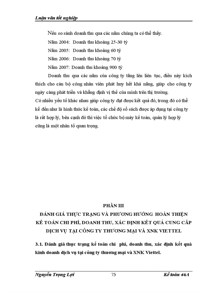 image for page Hoàn thiện kế toán chi phí doanh thu và xác định kết quả kinh doanh dịch vụ tại Công ty thương mại và XNK Viettel