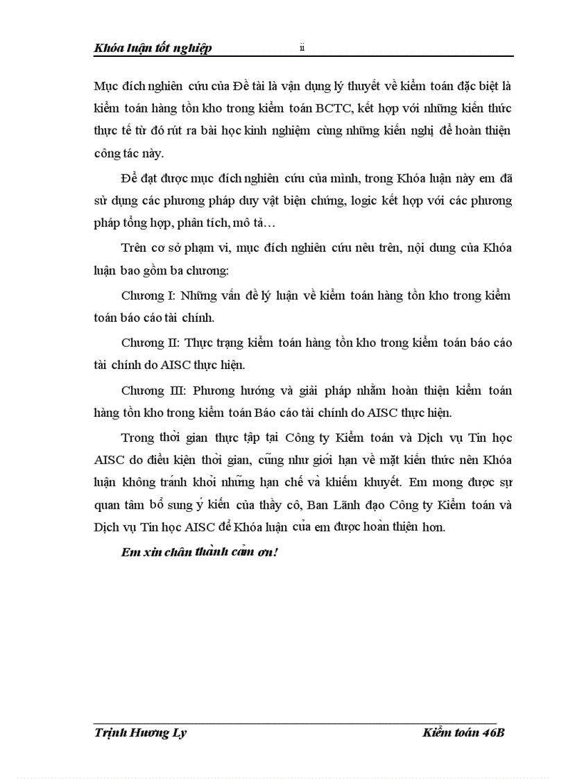 image for page Hoàn thiện kiểm toán hàng tồn kho trong kiểm toán báo cáo tài chính do Công ty Kiểm toán và Dịch vụ Tin học AISC thực hiện