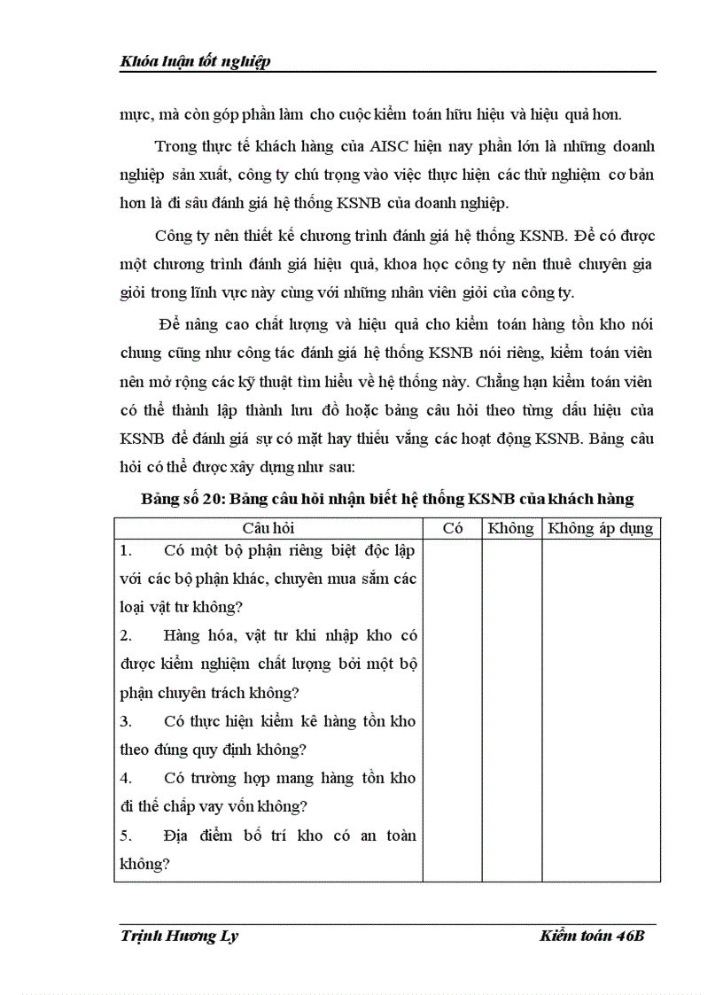 image for page Hoàn thiện kiểm toán hàng tồn kho trong kiểm toán báo cáo tài chính do Công ty Kiểm toán và Dịch vụ Tin học AISC thực hiện