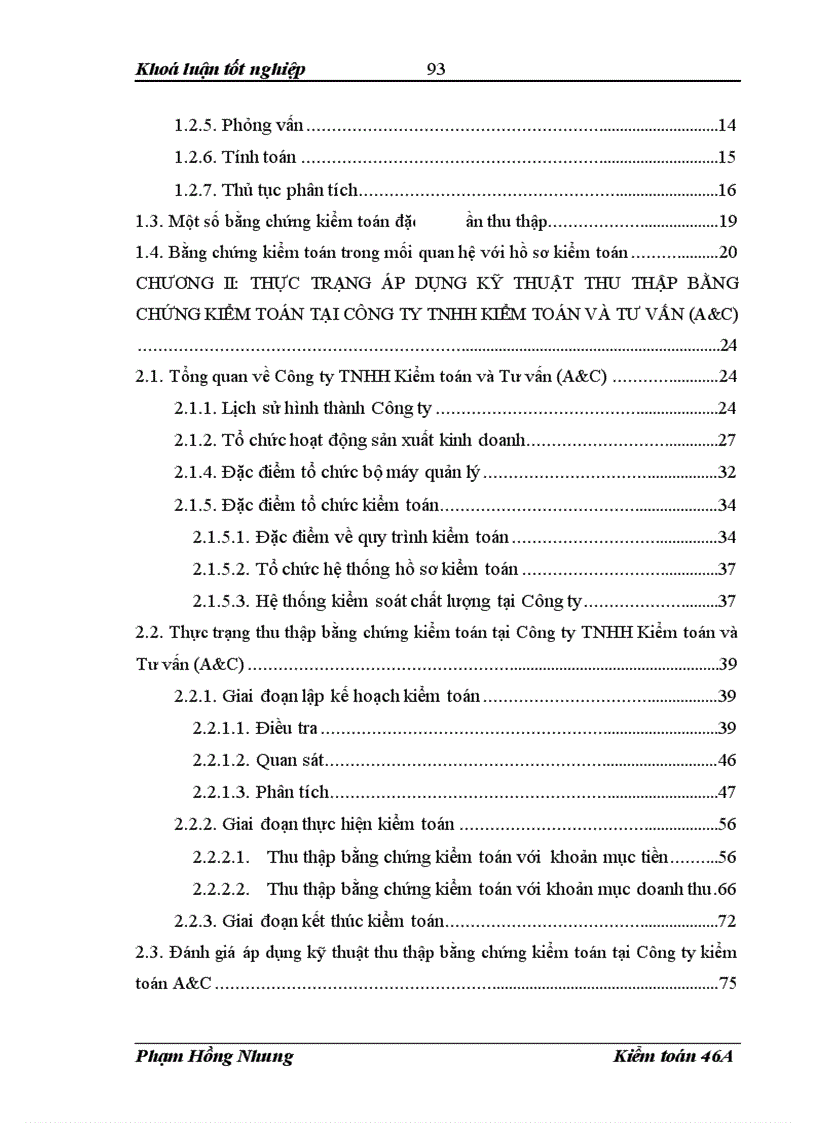image for page Hoàn thiện kỹ thuật thu thập bằng chứng kiểm toán trong kiểm toán báo cáo tài chính tại Công ty TNHH Kiểm toán và Tư vấn A C