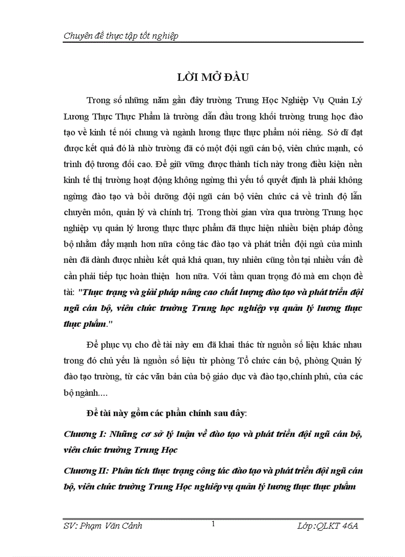 image for page Thực trạng và giải pháp nâng cao chất lượng đào tạo và phát triển đội ngũ cán bộ viên chức trường Trung học nghiệp vụ quản lý lương thực thực phẩm