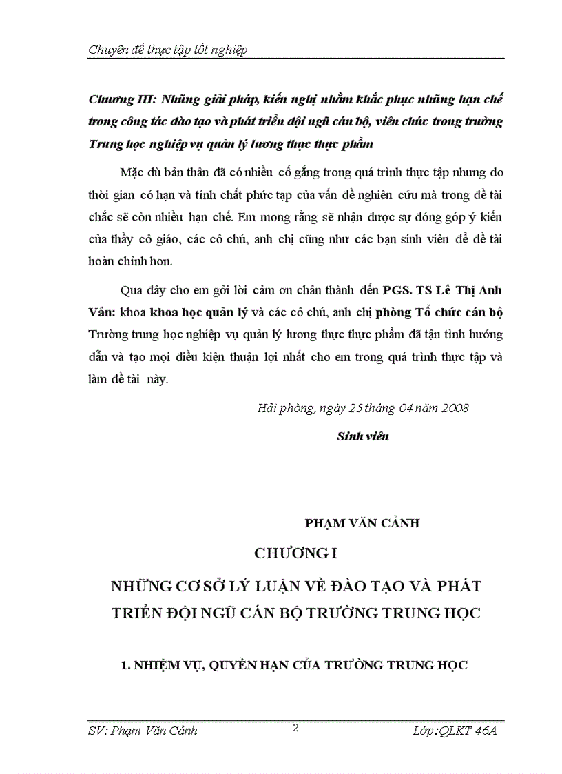 image for page Thực trạng và giải pháp nâng cao chất lượng đào tạo và phát triển đội ngũ cán bộ viên chức trường Trung học nghiệp vụ quản lý lương thực thực phẩm