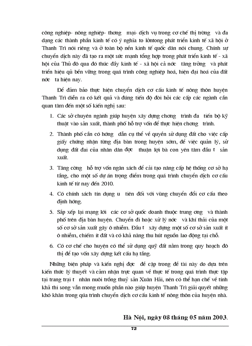 image for page Phương hướng và những giải pháp chủ yếu cho việc chuyển dịch cơ cấu kinh tế nông thôn huyện Thanh Trì thời gian tới