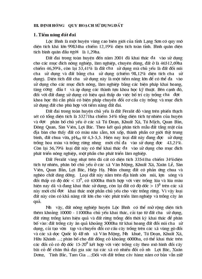 image for page Cơ sở khoa học của quy hoạch sử dụng đất đai huyện Lộc Bình Tỉnh Lạng Sơn thời kỳ 2001 2010