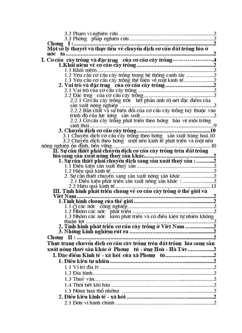 image for page Định hướng và giải pháp chuyển dịch cơ cấu cây trồng trên đất trồng lúa sang sản xuất nông thuỷ sản khác ở xã Phương Tú ứng Hoà Hà Tây 1