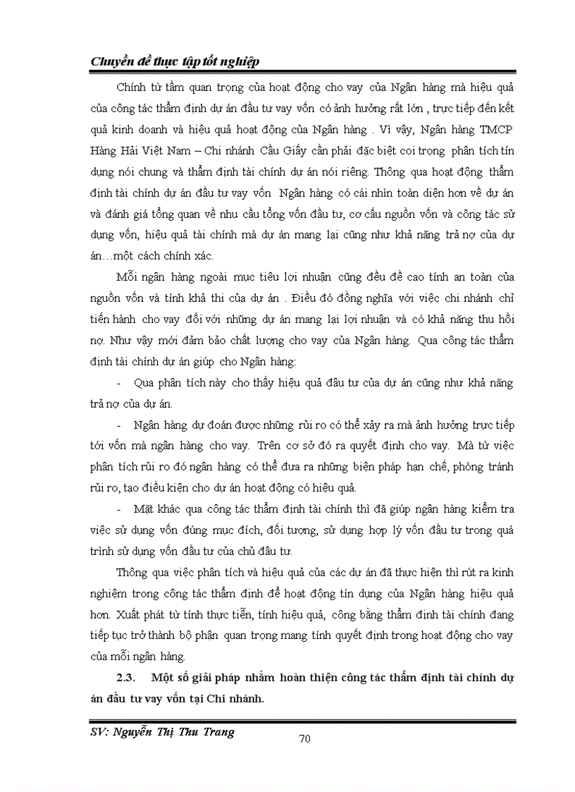 image for page Hoàn thiện công tác thẩm định tài chính dự án đầu tư vay vốn tại Ngân hàng TMCP Hàng Hải Việt Nam chi nhánh Cầu Giấy