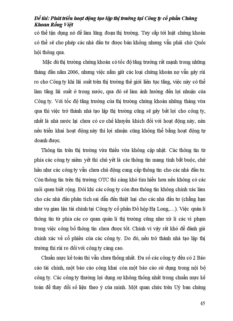 image for page Phát triển hoạt động tạo lập thị trường tại Công ty cổ phần Chứng Khoan Rồng Việt