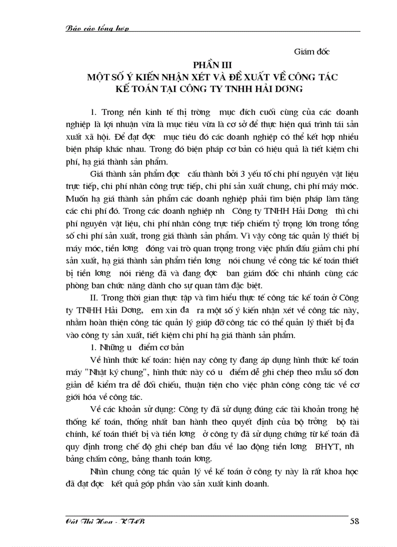 image for page Một số ý kiến nhận xét và đề xuất về công tác kế toán tại Công ty TNHH Hải Dương