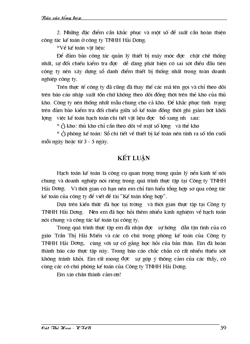image for page Một số ý kiến nhận xét và đề xuất về công tác kế toán tại Công ty TNHH Hải Dương