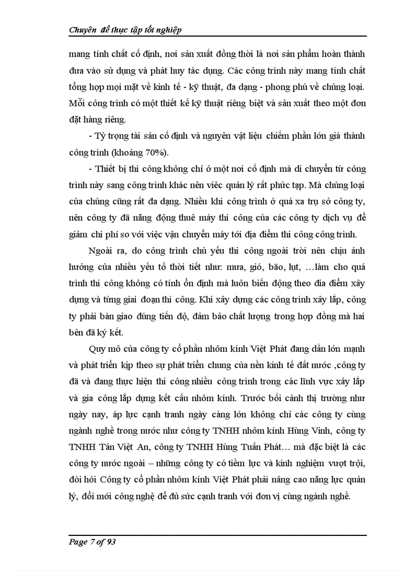 image for page Kế toán chi phí sản xuất và tính giá thành sản phẩm xây lắp tại công ty cổ phần nhôm kính Việt Phát 1