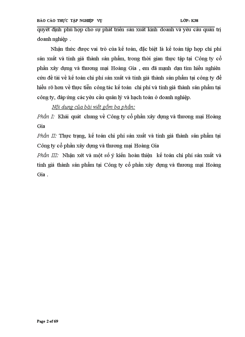 image for page Hoàn thiện kế toán chi phí sản xuất và tính giá thành sản phẩm tại Công ty cổ phần xây dựng và thương mại Hoàng Gia