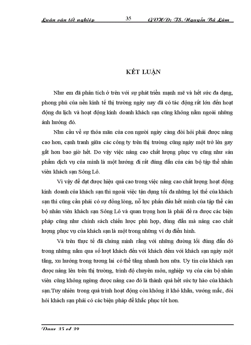 image for page Thực trạng và giải pháp nâng cao chất lượng sản phẩm tại khách sạn Sông Lô 1