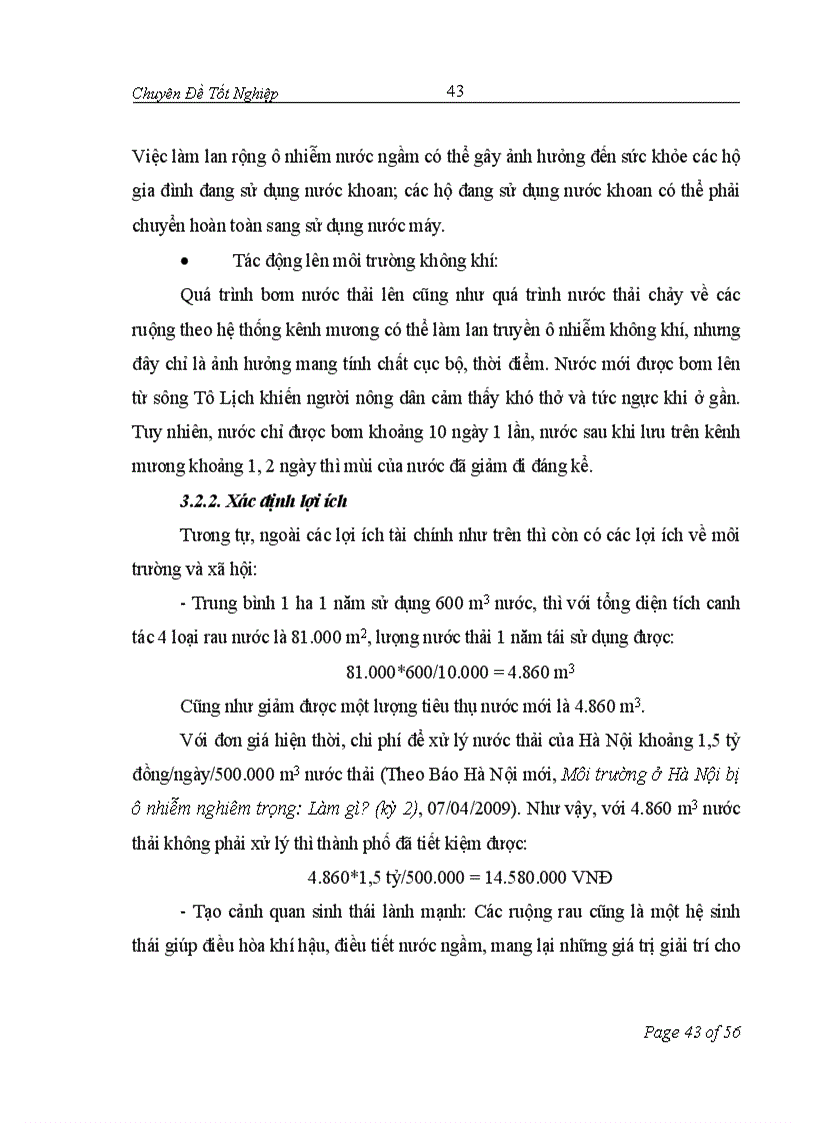 image for page Đánh giá hiệu quả của việc sử dụng nước thải từ sông Tô Lịch trong sản xuất rau tại thôn Bằng B Hoàng Liệt Hoàng Mai