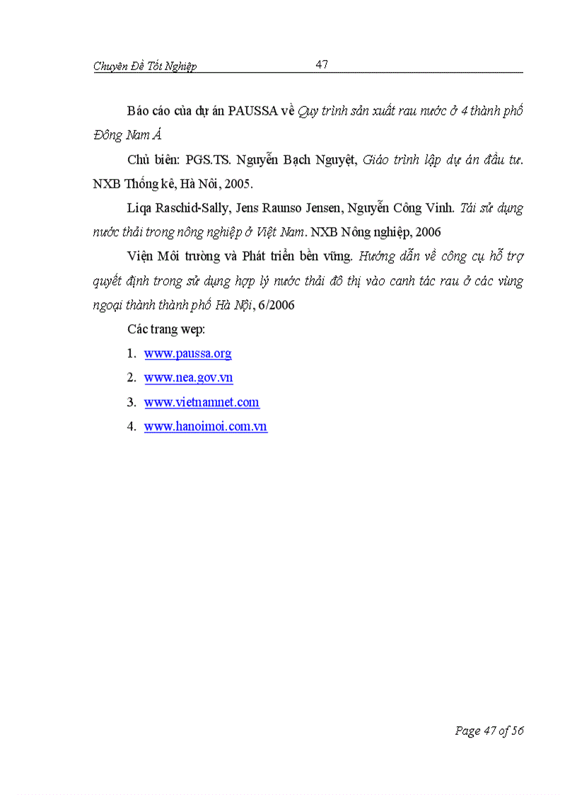 image for page Đánh giá hiệu quả của việc sử dụng nước thải từ sông Tô Lịch trong sản xuất rau tại thôn Bằng B Hoàng Liệt Hoàng Mai