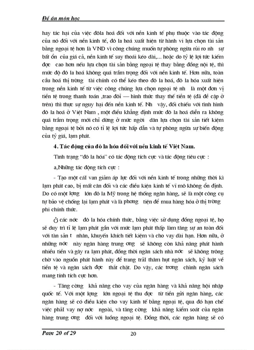 image for page Ảnh hưởng của tình trạng đô la hoá đối với nền kinh tế Việt Nam nguyên nhân và giải pháp khắc phục