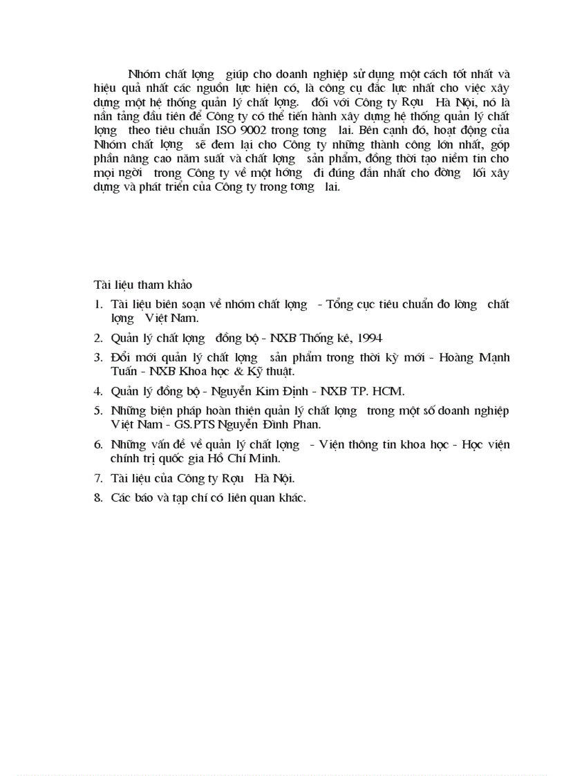 image for page Phân tích thực trạng tình hình quản lý chất lượng của Công ty Rượu Hà Nội