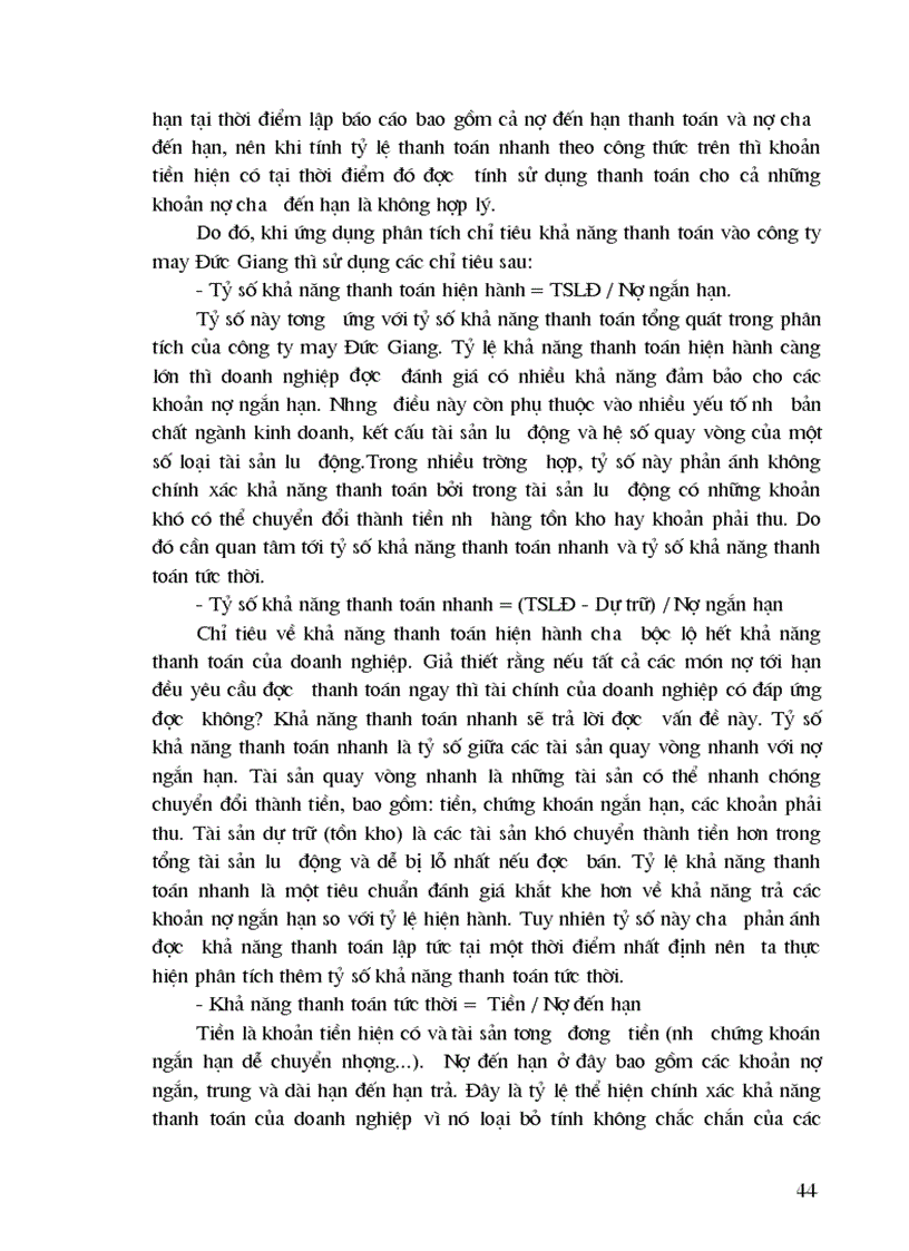 image for page Ứng dụng phương pháp tỷ số và so sánh vào phân tích tài chính tại công ty may Đức Giang