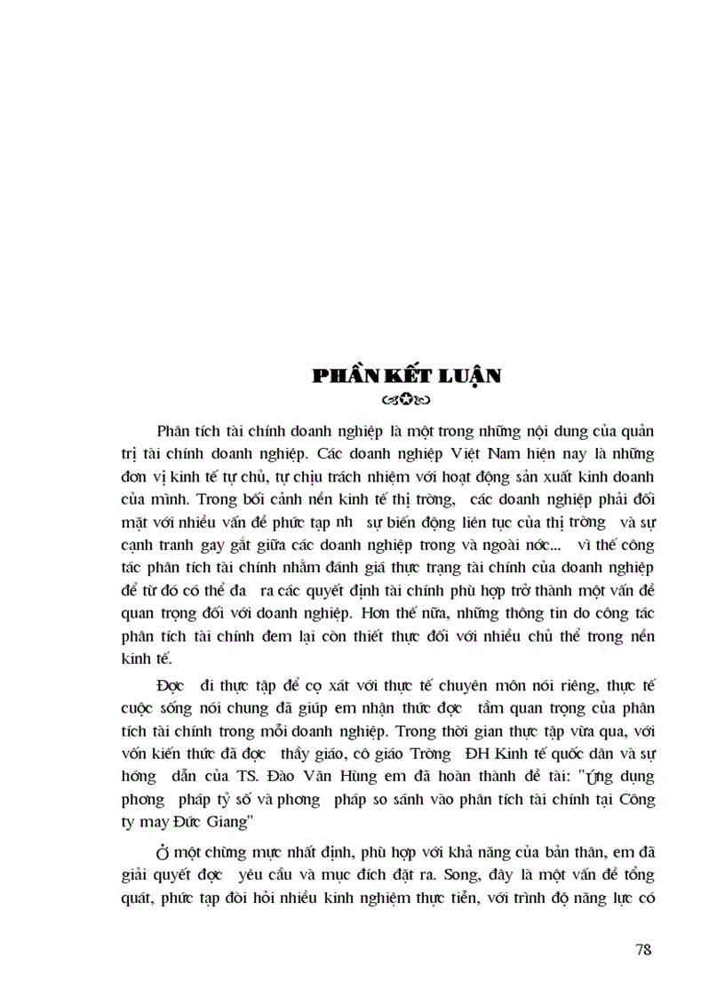 image for page Ứng dụng phương pháp tỷ số và so sánh vào phân tích tài chính tại công ty may Đức Giang