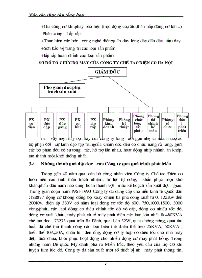 Thực trạng hoạt động kinh doanh của công ty chế tạo điện cơ hà nội