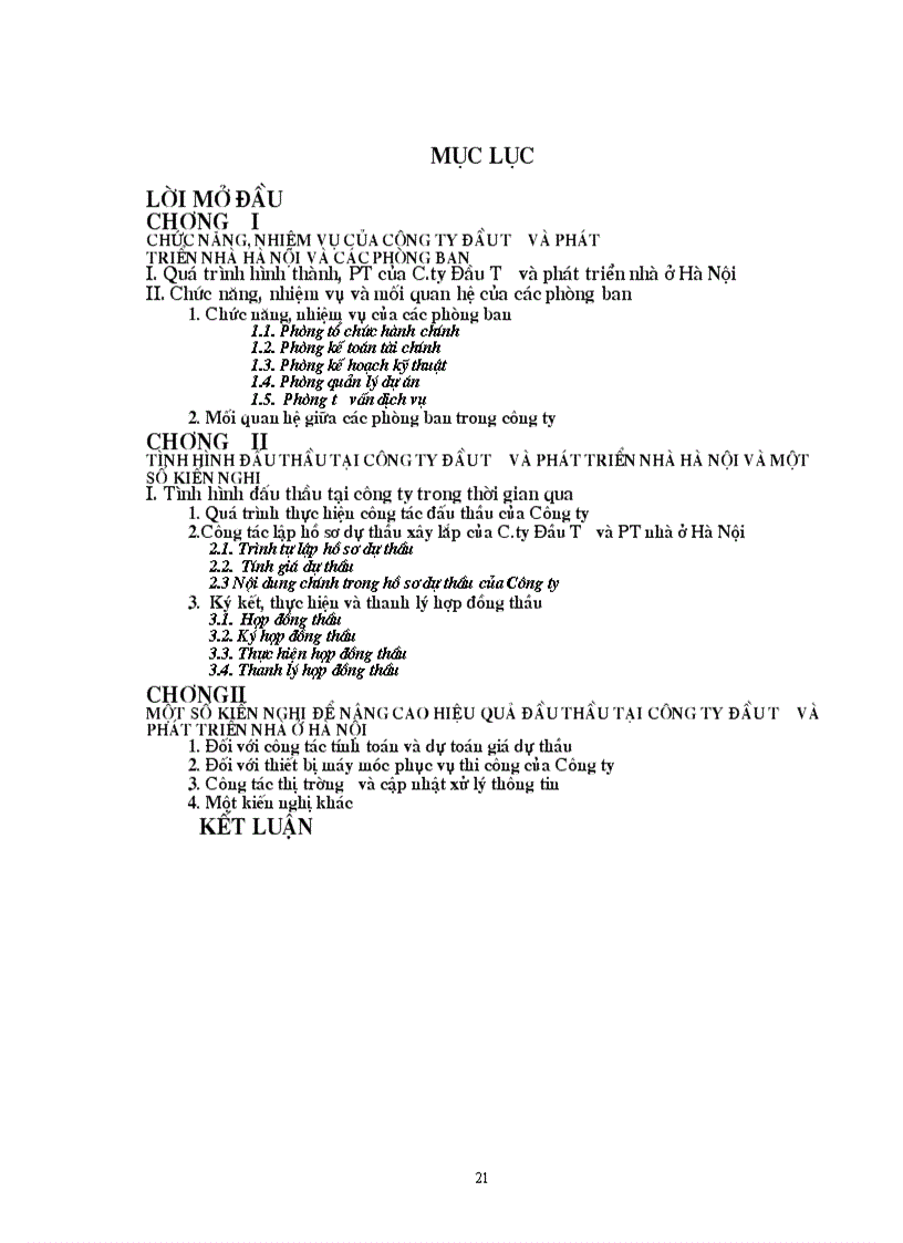 image for page Tình hình đấu thầu tại Công ty Đầu Tư và phát triển nhà ở Hà Nội và một và kiến nghị
