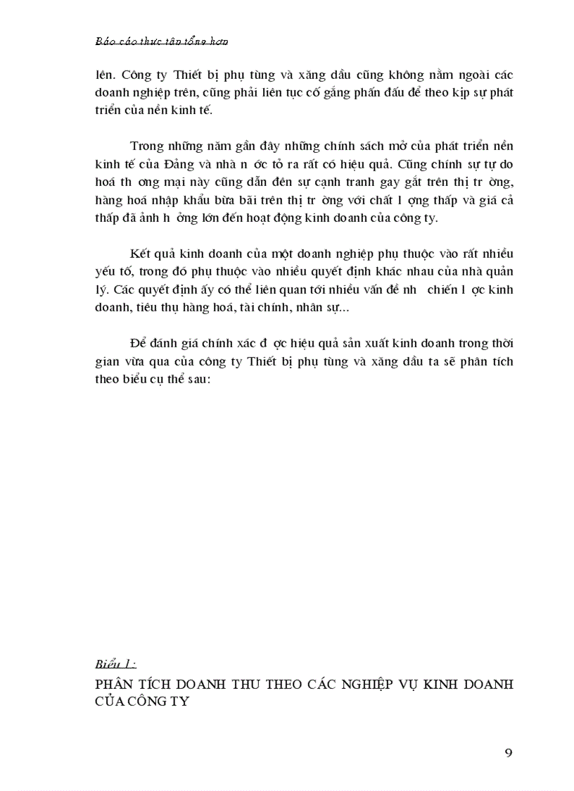 image for page Phân tích hoạt động kinh doanh của công ty Thiết bị phụ tùng và Xăng dầu