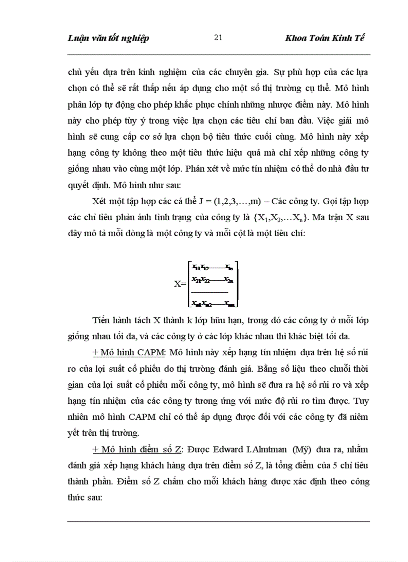 image for page Một số mô hình định mức tín nhiệm áp dụng cho Sở giao dịch I Ngân hàng công thương Việt Nam 1