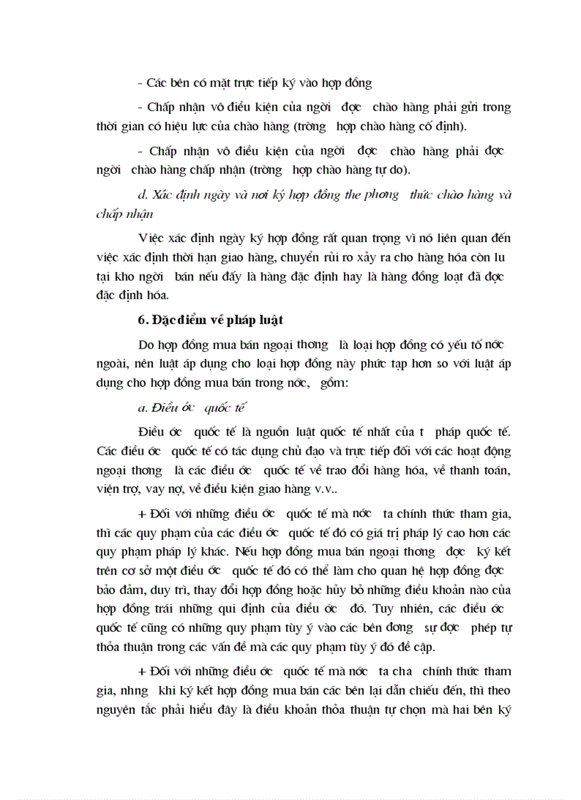 Đặc điểm của hợp đồng mua bán ngoại thương Trình bày một bản hợp đồng ký giữa công ty nước ta với công ty nước ngoài mà sinh viên biết