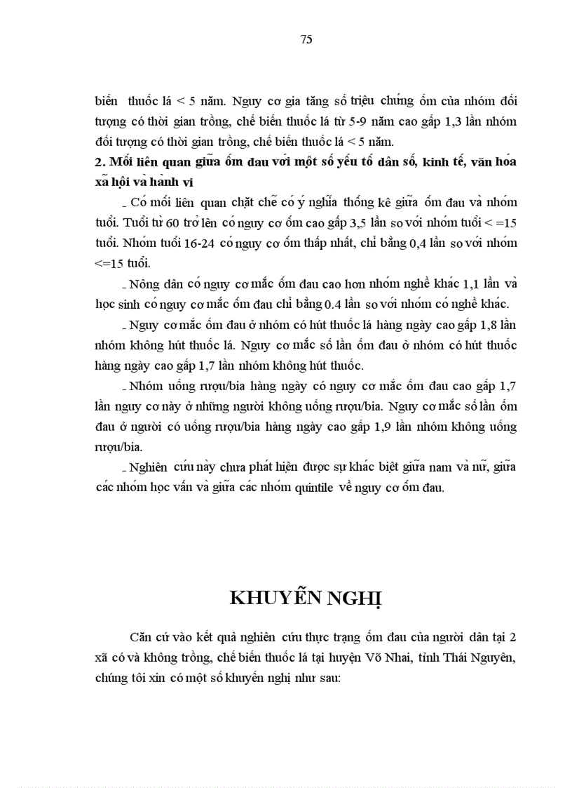 image for page Thực trạng ốm đau của người dân tại 2 xã có và không trồng và chế biến thuốc lá tại huyện Võ Nhai tỉnh Thái Nguyên