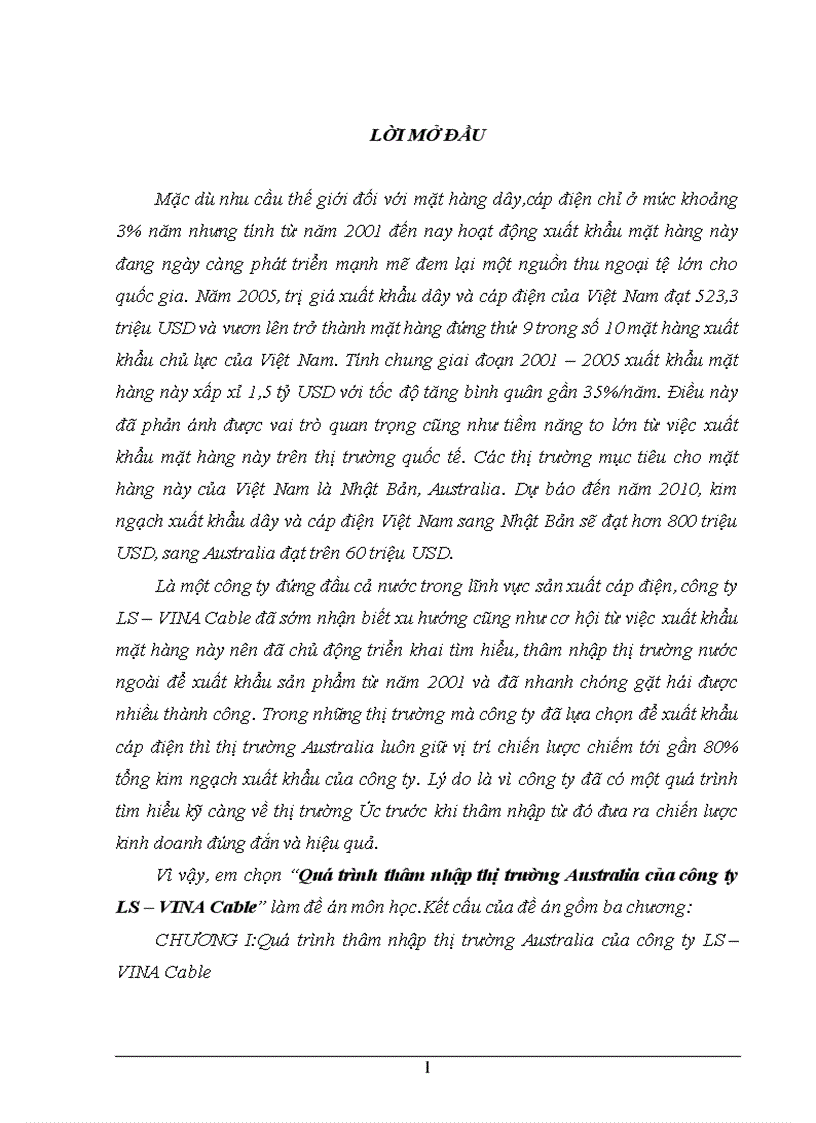 image for page Quá trình thâm nhập thị trường Australia của công ty LS VINA Cable