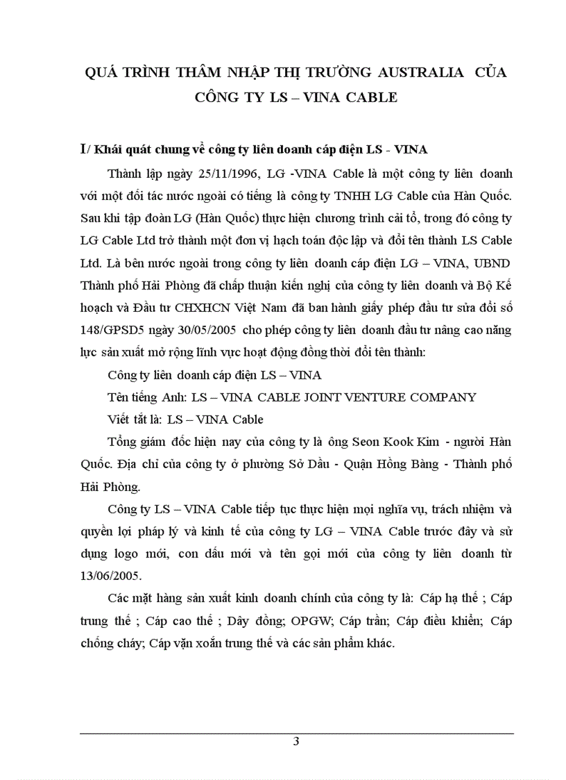 image for page Quá trình thâm nhập thị trường Australia của công ty LS VINA Cable