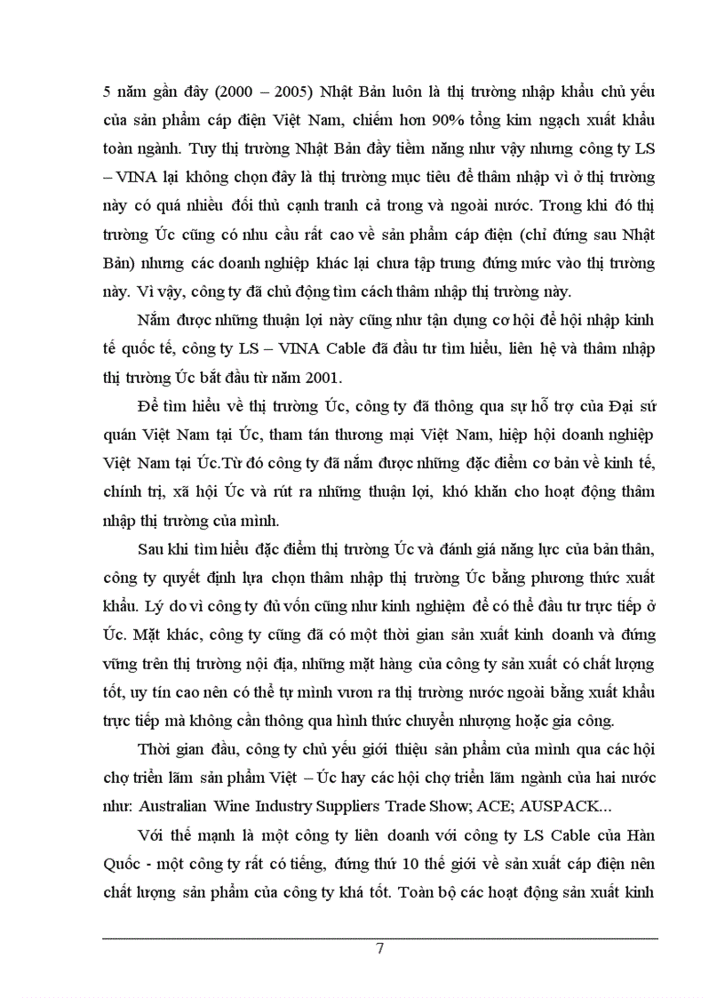 image for page Quá trình thâm nhập thị trường Australia của công ty LS VINA Cable