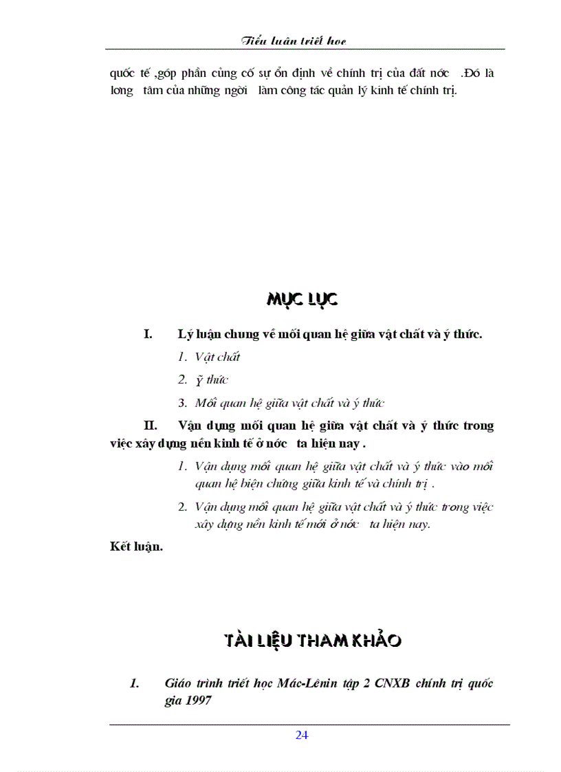 image for page Lý luận Triết học Mác Lê nin về mối quan hệ giữa vật chất và ý thức và sự vận dụng lý luận ấy trong xây dựng kinh tế ở Việt Nam hiện nay