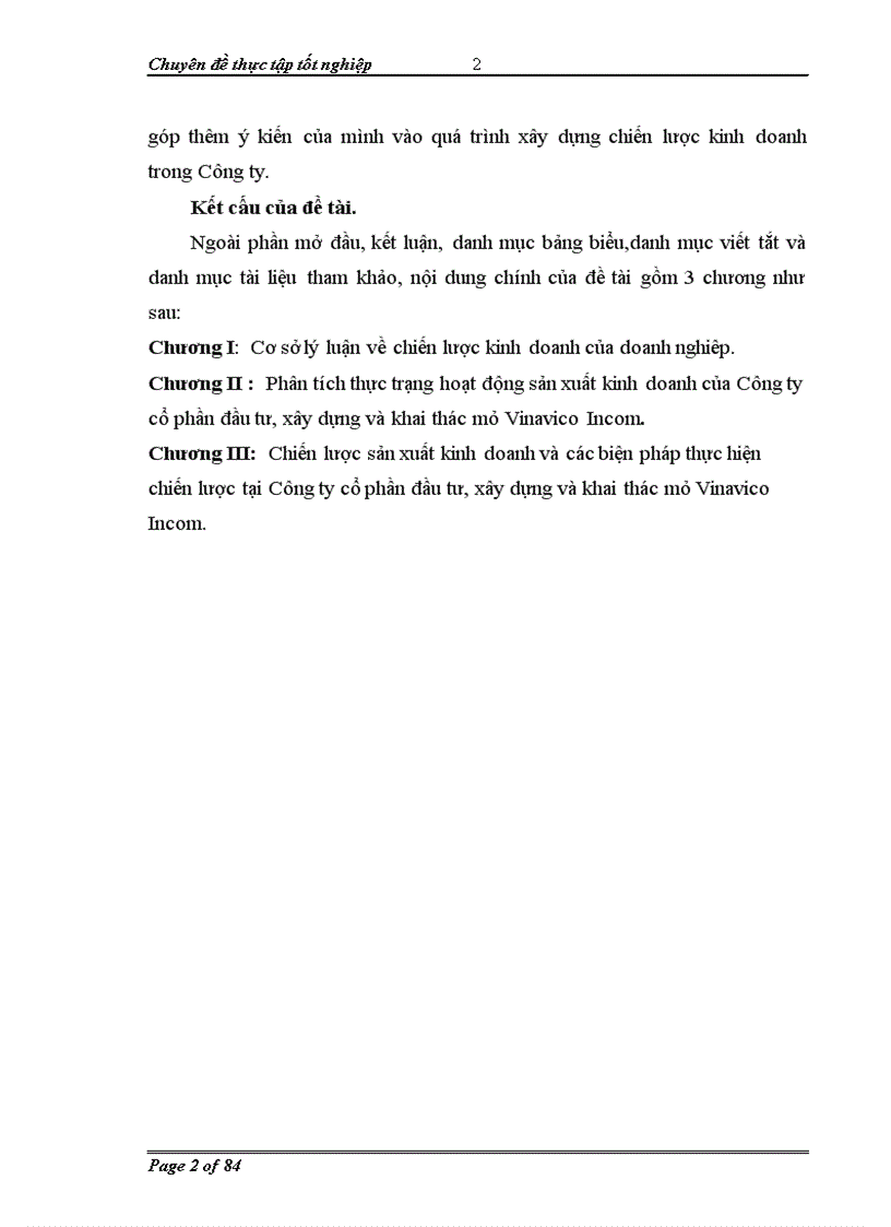 image for page Chiến lược sản xuất kinh doanh của Công ty Cổ phần đầu tư xây dựng và khai thác mỏ Vinavico Incom