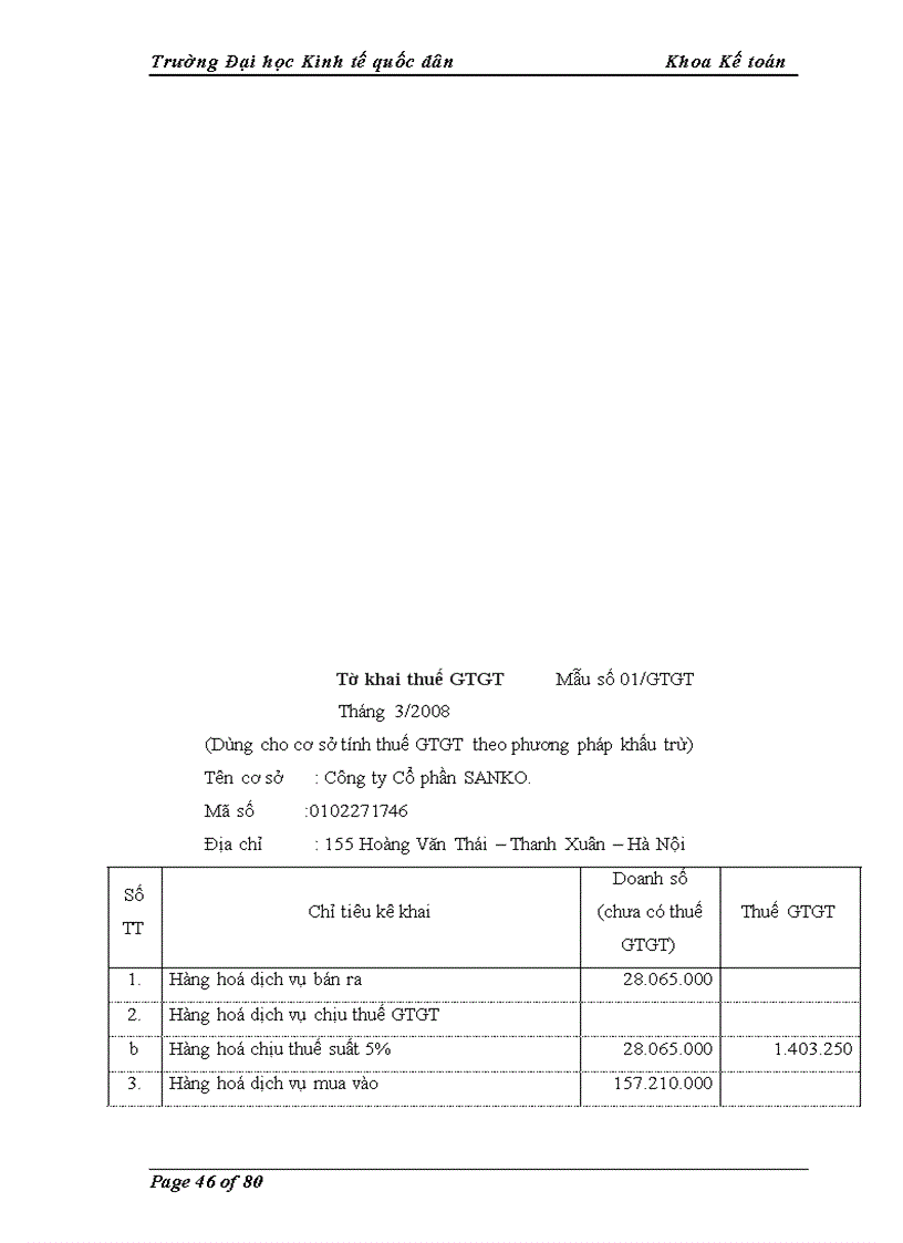 image for page Kế toán tiêu thụ và xác định kết quả tiêu thụ hàng hóa tại Công ty Cổ phần SANKO 1