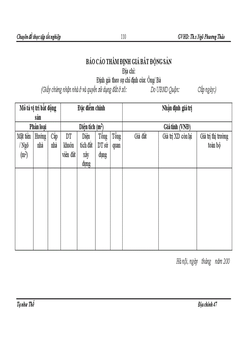 image for page Định giá bất động sản tại Công ty cổ phần Sàn giao dịch bất động sản Việt Nam