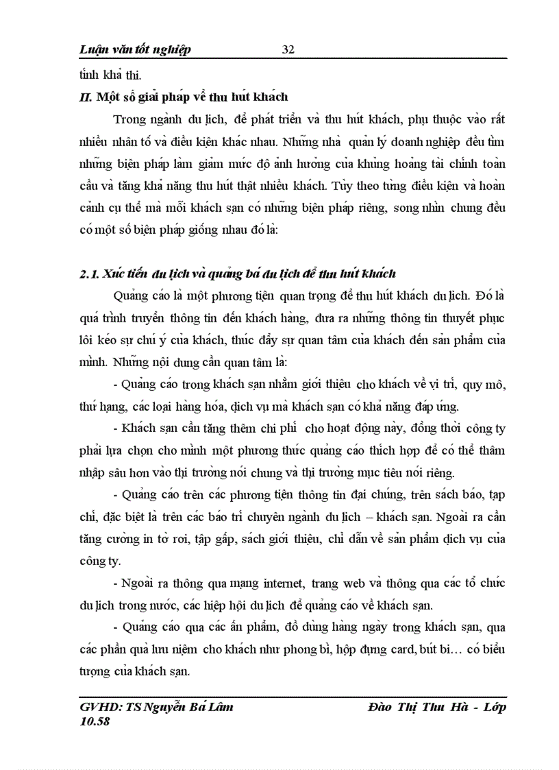 image for page Thực trạng và một số giải pháp thu hút khách du lịch của khách sạn Sông Lô