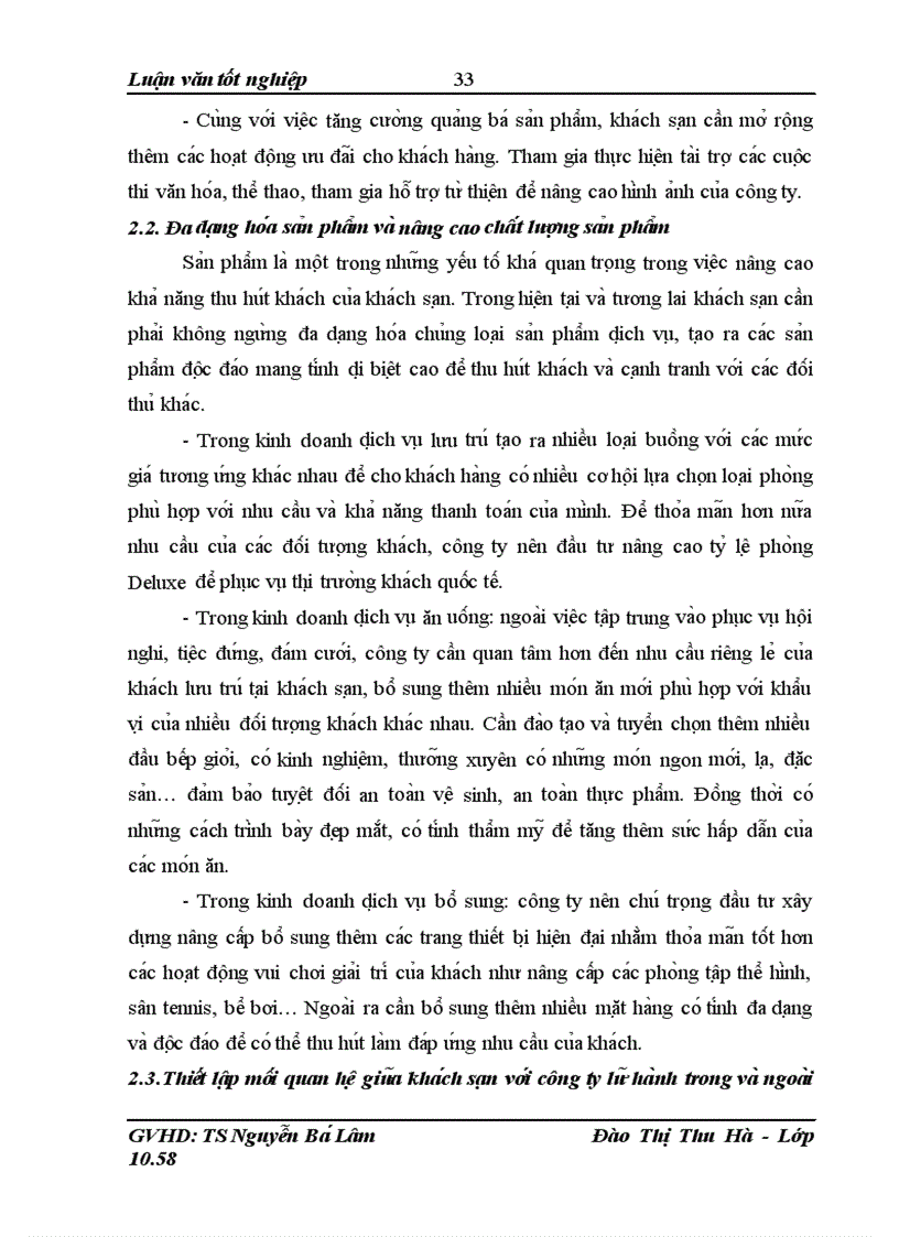 image for page Thực trạng và một số giải pháp thu hút khách du lịch của khách sạn Sông Lô