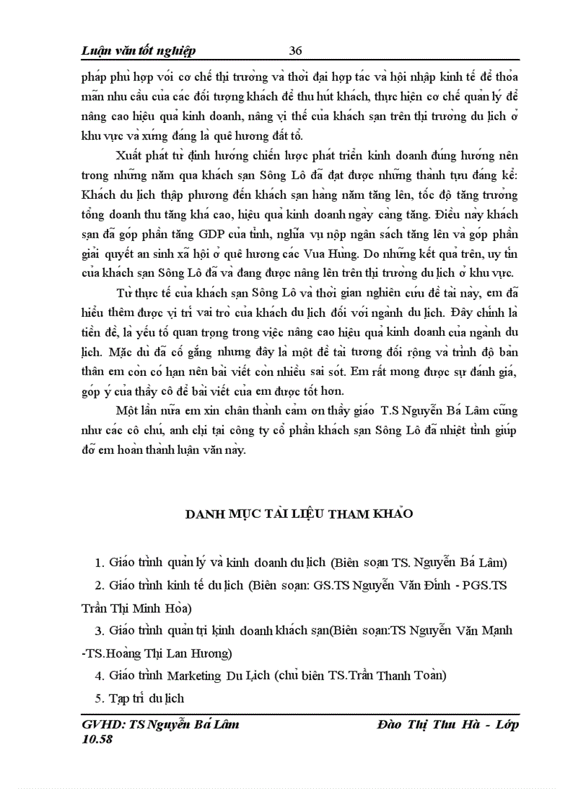image for page Thực trạng và một số giải pháp thu hút khách du lịch của khách sạn Sông Lô